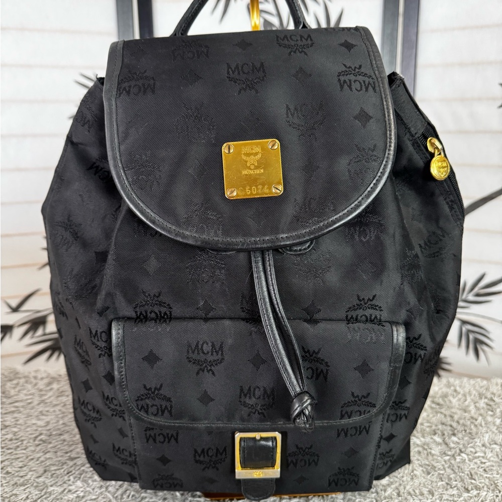 MCM Vintage Germany nylon drawstring flap backpack